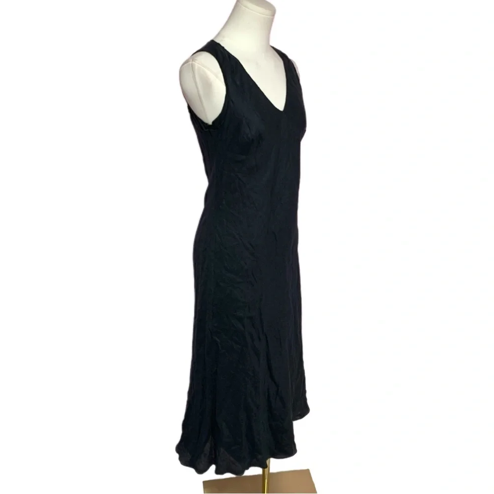 VTG Y2K Banana Republic Black Linen Sleeveless Midi Dress 0 - Picture 4 of 6